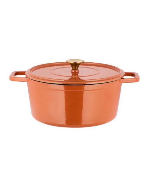 Cocotte en fonte d'acier émaillée Paillette orange pailleté - 5 L