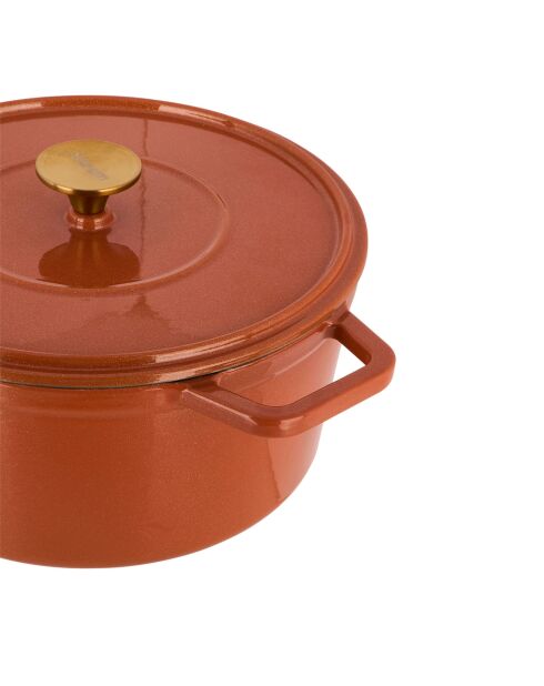 Cocotte en fonte d'acier émaillée Paillette orange pailleté - 5 L