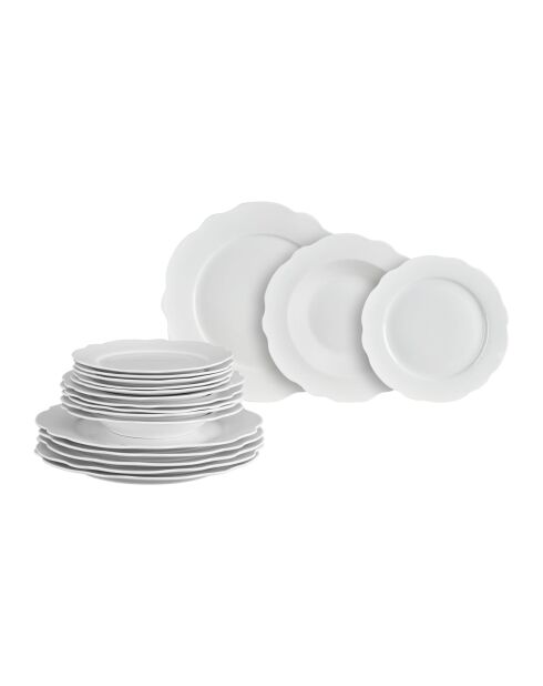 Service à vaisselle en porcelaine Vienne blanc - 18 pièces