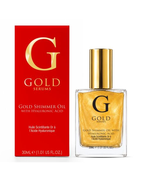 Huile scintillante dorée à l'acide hyaluronique - 30 ml