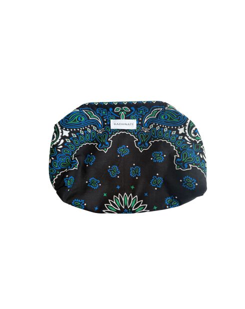 Pochette Clip Clap en coton petit format noir/bleu - 30x21x10 cm
