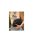 Pochette Clip Clap en coton petit format noir/bleu - 30x21x10 cm