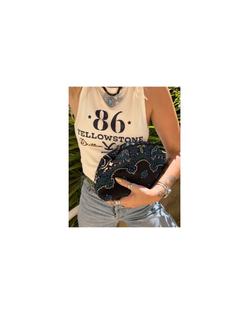 Pochette Clip Clap en coton petit format noir/bleu - 30x21x10 cm