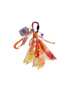 Katoenen bedeltasje roze/oranje/geel - 25 cm