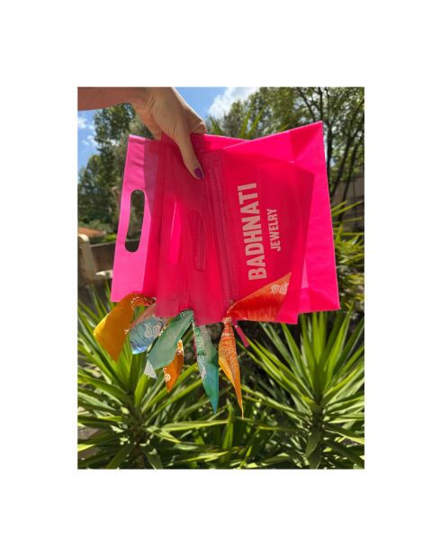 Charmtasche aus Baumwolle rosa/orange/gelb - 25 cm