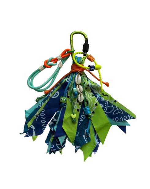 Charmtasche aus Baumwolle aqua/ultramarinblau/grün/jeansblau - 25 cm