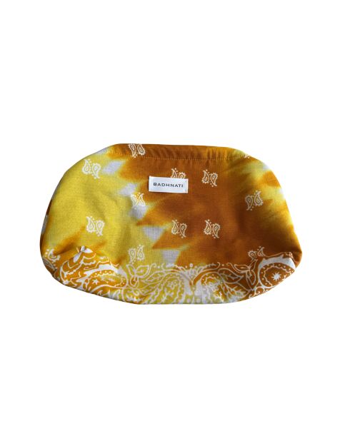Pochette Clip Clap en coton petit format jaune/blanc - 30x21x10 cm