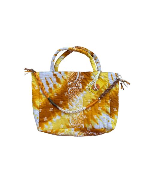 Sac Cabas patch jaune/blanc