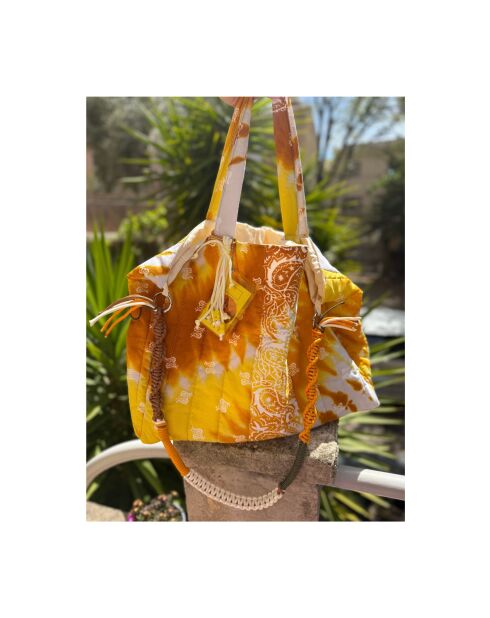 Sac Cabas patch jaune/blanc