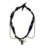 Collier en coton Antique poisson tie and dye bleu marine