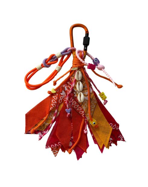 Charmtasche aus Baumwolle in Rot/Fuchsia/Orange/Mandarin — 25 cm