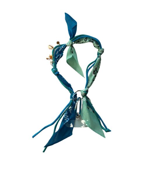 Dragonne en coton bleu/aqua