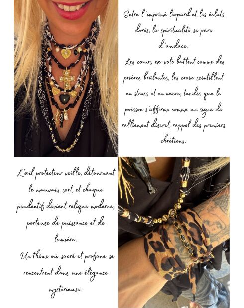 Collana Sancti zebra/nero scintillante in cotone