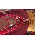Collier en coton Indi peace rouge