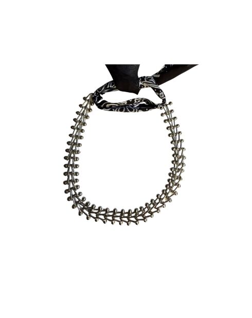 Halskette aus Baumwolle in Gold und Silber, silber/schwarze Kette