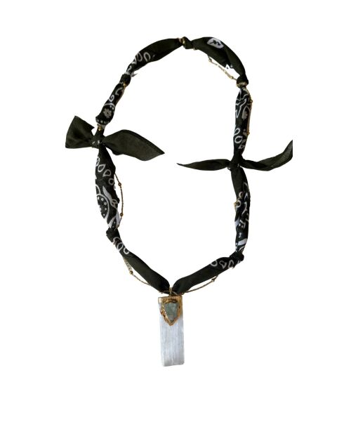 Collier en coton Aurora sautoir kaki