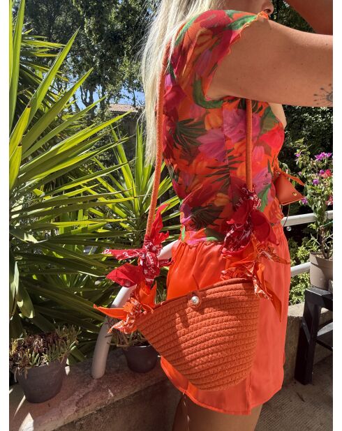 Oranje katoenen tas uit één stuk - 63 cm
