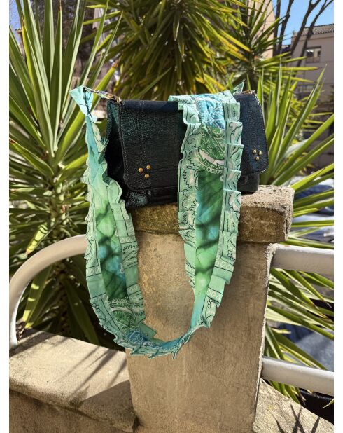 Anse de sac en coton vert/bleu