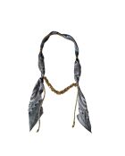 Collana in cotone dorato e argento con cravatta grigia e catena in lurex dye