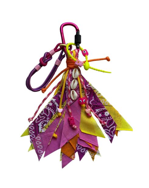 Charmtasche aus Baumwolle zyklamen/rosa/gelb/mandarine - 25 cm