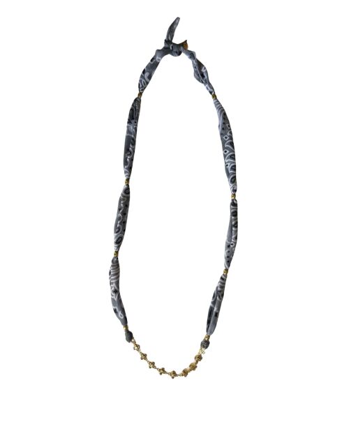 Halskette aus Baumwolle in Gold und Silber mit grauer Krawatte und Farbkette
