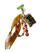 Porte-clefs en coton Shakti x Badhnati jaune/blanc - 25 cm