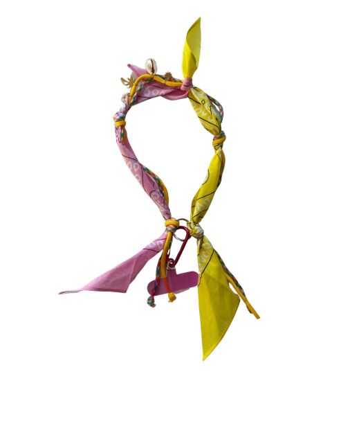 Dragonne en coton rose/jaune