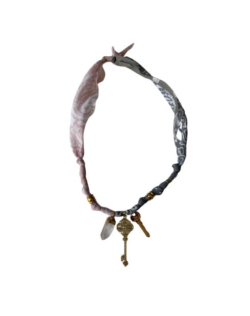 Dream Keeper Schlüsselkette aus Baumwolle, grau/rosenholz