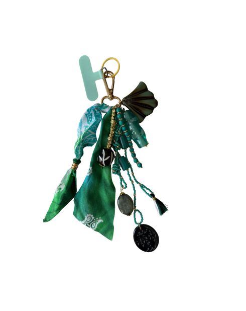 Porte-clefs en coton Shakti x Badhnati vert/bleu - 25 cm