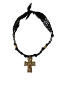Schwarze Baumwollkette Sancti Big Cross
