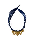 Collier en coton One Love big Multi cœurs bleu outremer