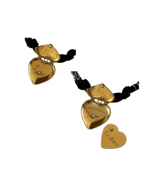 Schwarze Baumwollkette One Love te Amo