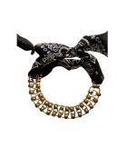 Große schwarze Kette aus Baumwolle in Gold und Silber
