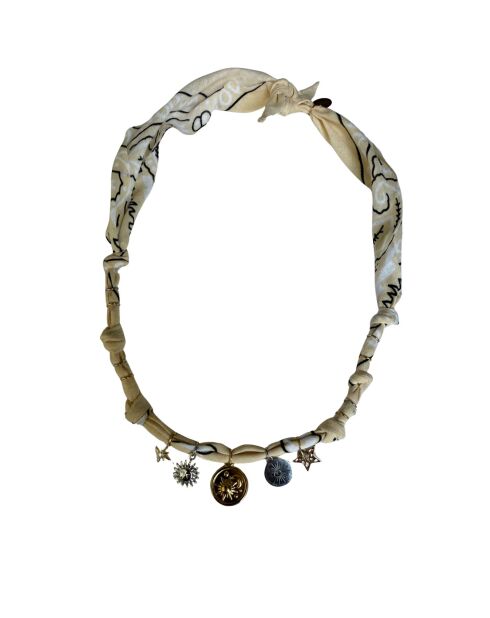 Collier en coton Gold and Silver soleil/lune nude