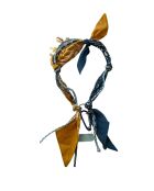 Pulsera de algodón vaquero azul y mostaza