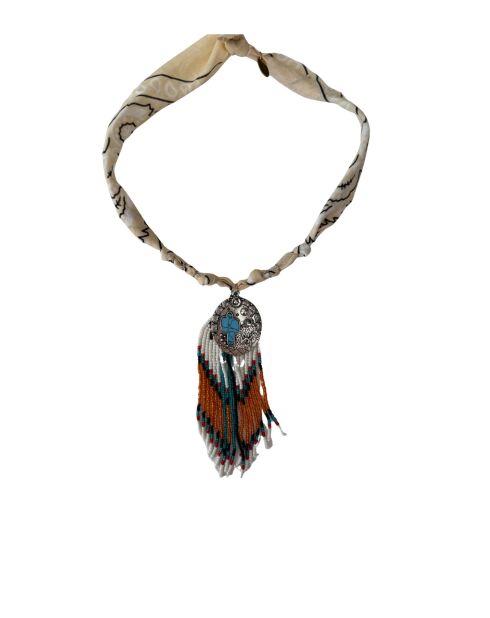 Collier en coton Apache aigles et perles nude