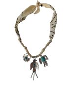Collier en coton Apache aigles et perles nude