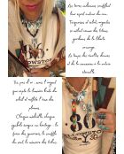 Collier en coton Apache aigles et perles nude