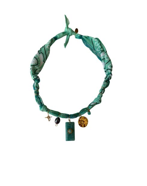 Collier en coton Aurora amazonite aqua
