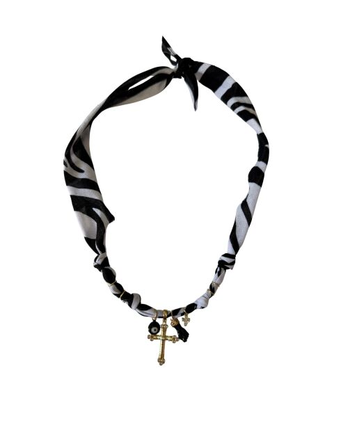 Sancti Zebra-Kreuz-Halskette aus Baumwolle