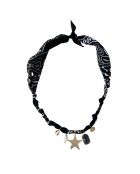 Schwarze Halskette für Cowboy-Liebhaber aus Baumwolle mit Stern-Cabochon