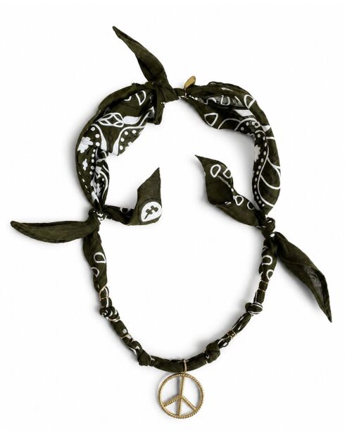 Collier en coton Christmas peace kaki