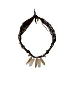 Dream keeper katoenen halsketting met chocoladeveren