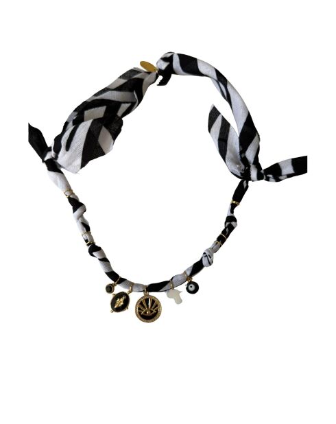 Halskette Sancti aus Baumwolle mit Zebraaugenmedaille