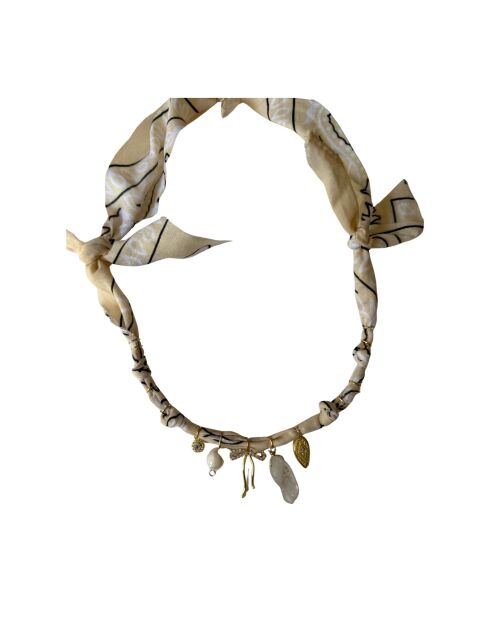 Dream Keeper Halskette aus Baumwolle mit Knoten in Nude