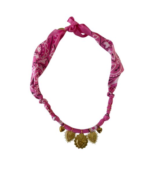 Collana One Love Multi Hearts in cotone marrone ghiacciato