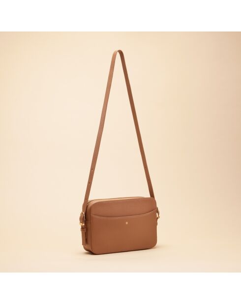 Borsa a tracolla Agathe cognac in pelle - 236 x 161 x 55 mm