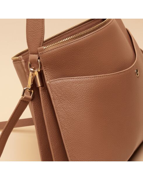 Schultertasche Maud aus cognacfarbenem Leder - 340 x 236 x 76 mm