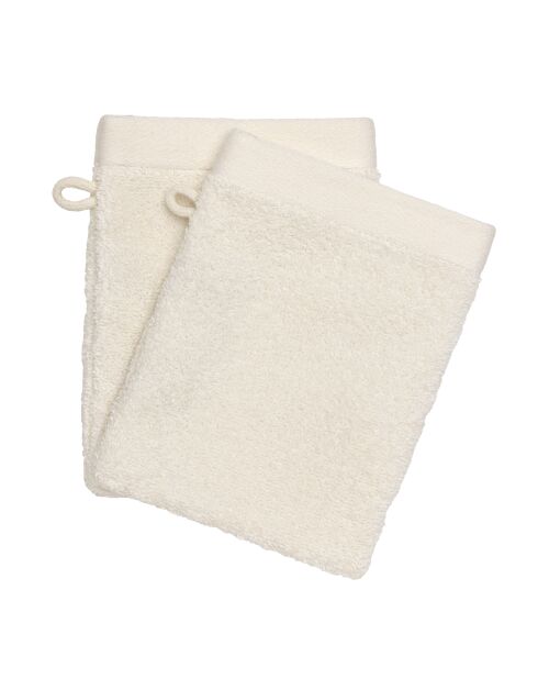 Lot de 2 gant de toilette en coton Softy ivoire - 15 x 21 cm