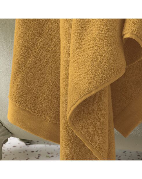 Drap de douche en coton Softy ocre - 70 x 140 cm